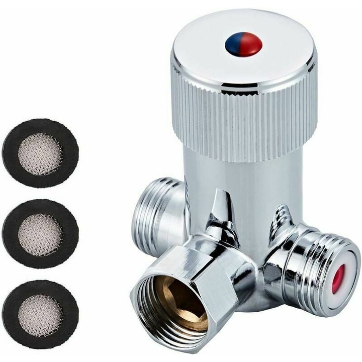 Golyóscsap, Jormftte, termosztatikus keverő, ólommentes sárgaréz, krómozott, G1/2, könnyű telepítés