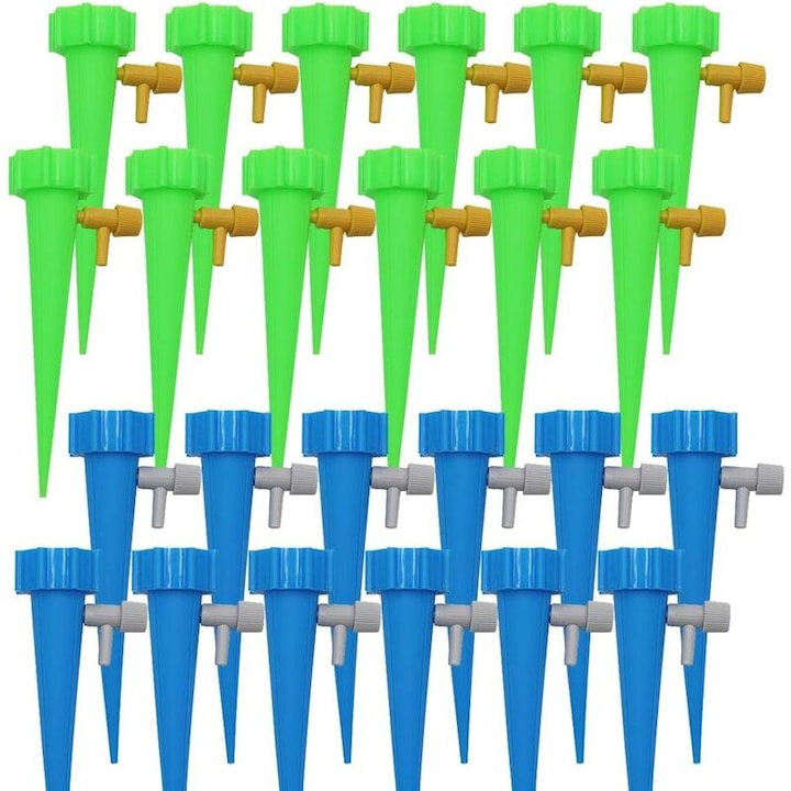 Set 24PCS sistem de irigare prin picurare, dispozitiv automat de udare a plantelor, cu valve de reglare, pentru gradina, interior si exterior