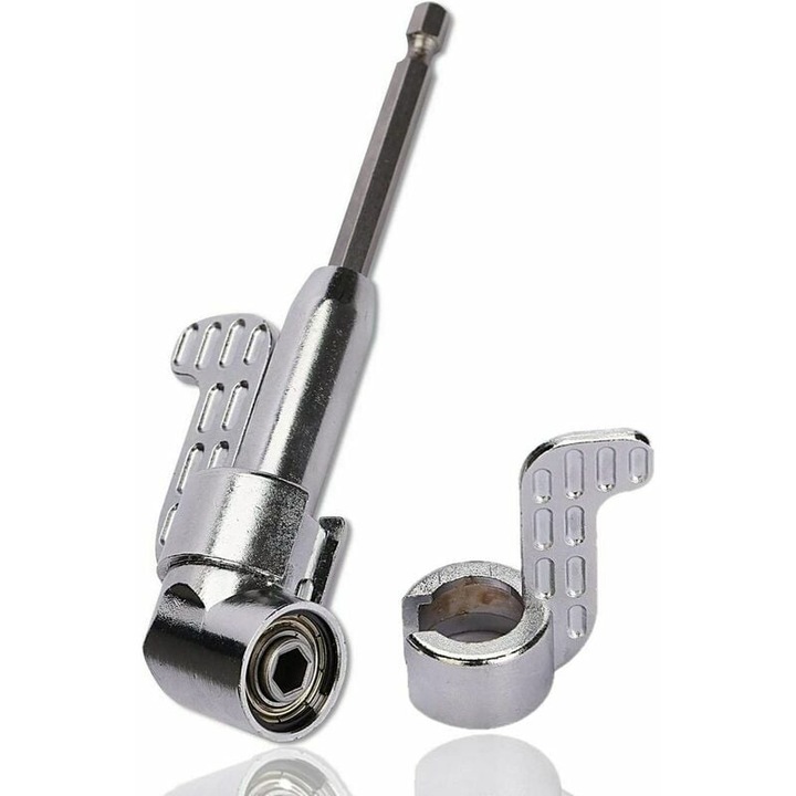 Sun Flower 1/4" Derékszögű Csavarozó Előtét 105°-os Szöghajtással, Hatszögletű Szárral (ezüst)