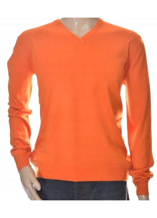 V-nyaku kasmir es merinogyapju pulover, Narancssárga