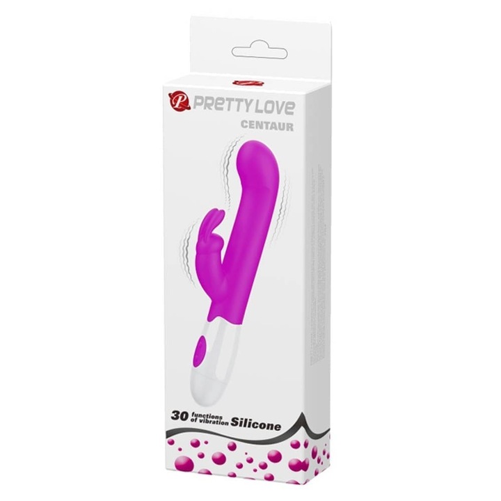 Vibrator Rabbit, Pretty Love Centaur, cu Stimulator Clitoridian, Rezistent la Apa, Lila, Material Silicon, Lungime 16-20cm, Diametru 3-3.4cm