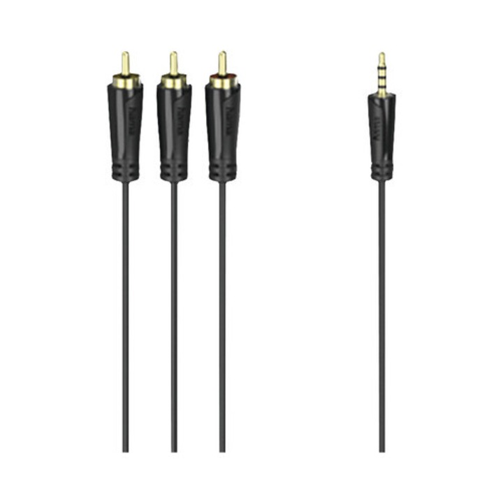 Cablu Audio/video Jack -> 3xrca Hama 1, 5m Negru/rosu/galben/alb (Conectori Tata Auriti)