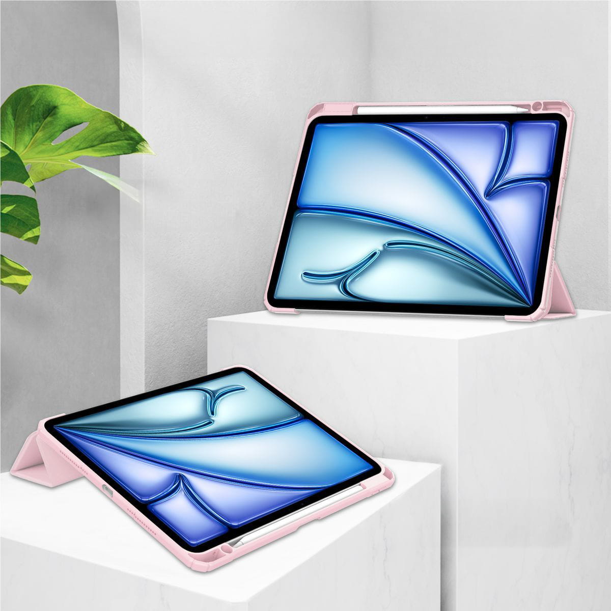 Husa tableta Bizon Case Tab Clear Matt pentru iPad Air 13” 2024, roz