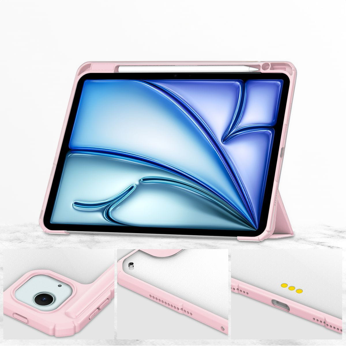 Husa tableta Bizon Case Tab Clear Matt pentru iPad Air 13” 2024, roz