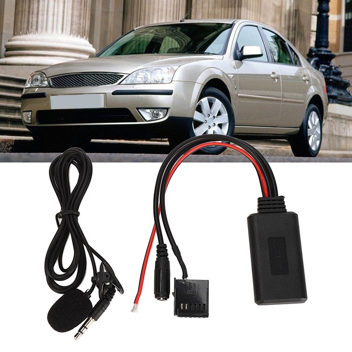 Vezeték nélküli Bluetooth modul autóba, hosszú ziming, AUX adapter, kihangosító mikrofon, kompatibilis a Ford Focus, Fiesta, Fusion, Galaxy, C-Max, 2005+ modellekkel