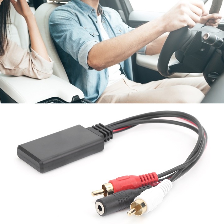 Autós Bluetooth AUX adapter, longziming, 2RCA, 150cm, sztereó támogatás