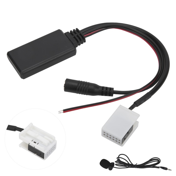 Bluetooth AUX-IN adapter 12 tűs, Longziming, kompatibilis az RCD210, RCD300, RCD310 készülékekkel, ABS anyag, kompakt méretek