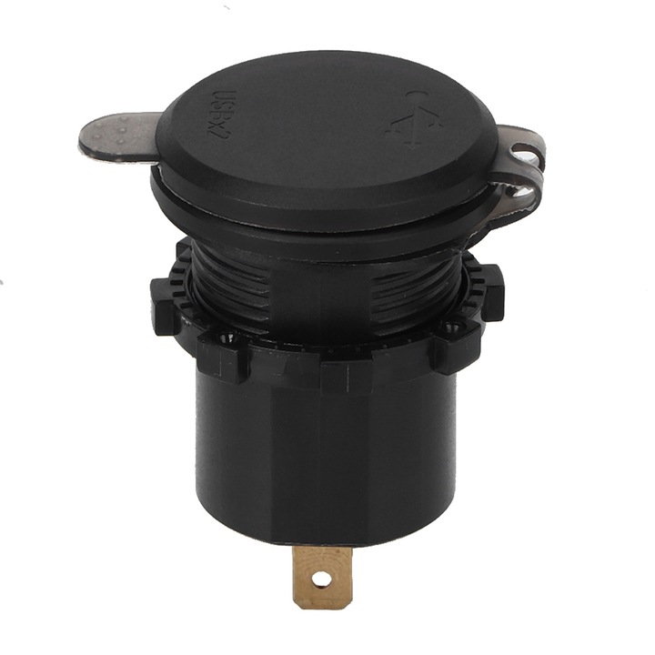 Kettős USB autós töltő digitális voltmérővel, longziming, 5V/1A és 5V/2.1A, vízálló IP66, 12-24V, 60cm kábel