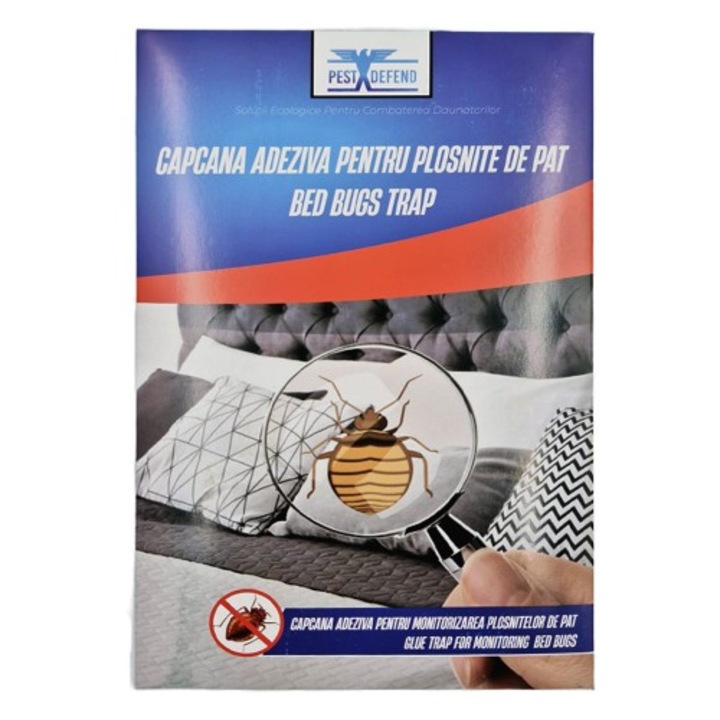 Set 2 capcane adezive pentru plosnite de pat, gandaci, paianjeni, suprafata adeziva 16x11cm