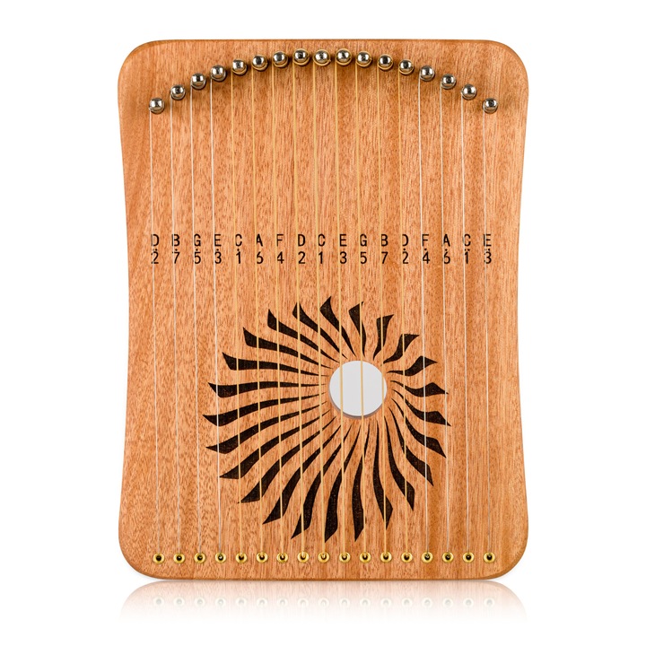 Instrument muzical cu corzi, Retropolis, Kalyra, 17 corzi, lemn de santal, sunet cald si rezonant, design compact si usor, ideal pentru incepatori si profesionisti, perfect pentru relaxare si muzica meditativa, cu husa de protectie si accesorii incluse