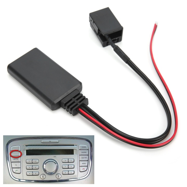 Bluetooth 5.0 AUX-IN kábel, autórádió adapter, Ford Focus/Mondeo/C-Max/Galaxy kompatibilis, ABS anyagból