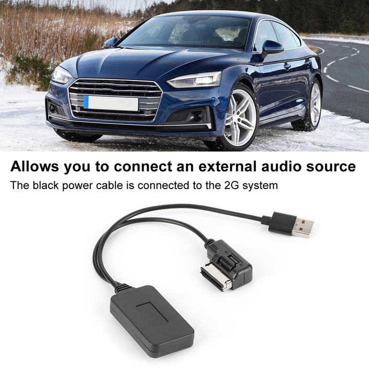 Longziming Bluetooth adapter Audi A5 8T A6 4F A8 4E Q7 7L-hez, Aux kábel USB tápellátással
