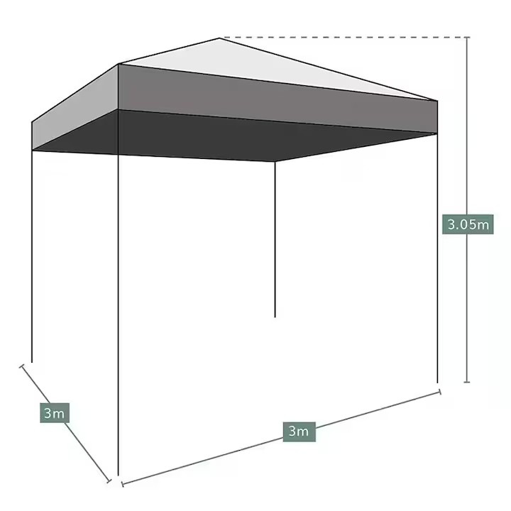 Cort tip Pavilion AT PERFORMANCE 3x3m Verde, Prelata Impermeabila, Pliabil, Structura Metalica Solida, Pentru Curte, Gradina, Evenimente