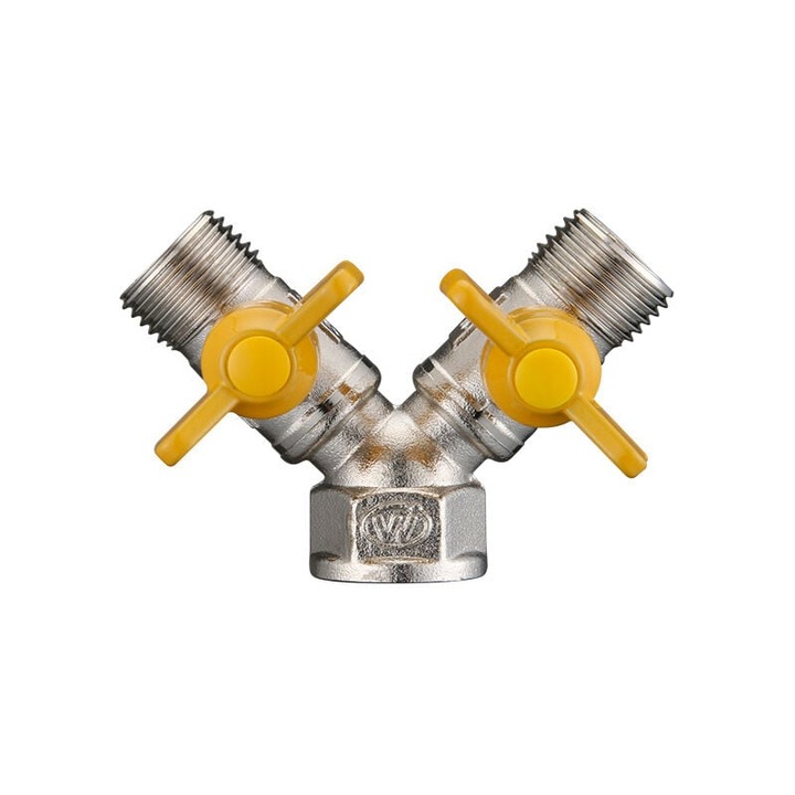 Y-образен сферичен кран, Enforose, 3 посоки, месинг, хромиран, устойчив на високи температури