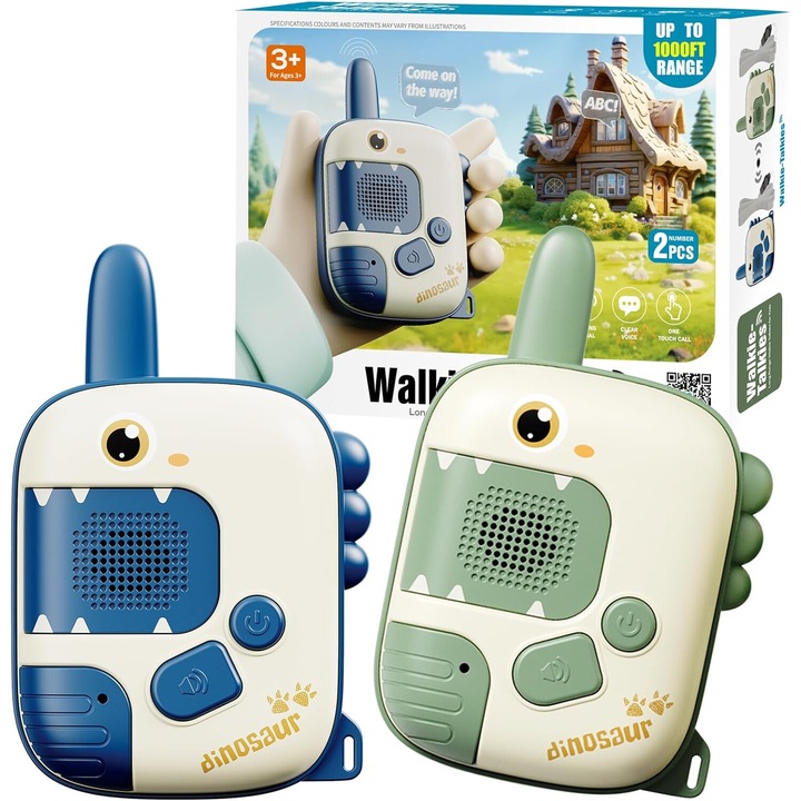 Walkie talkie szett gyerekeknek, WALALLA, 1000ft, kék/zöld, 3-9 éves korig