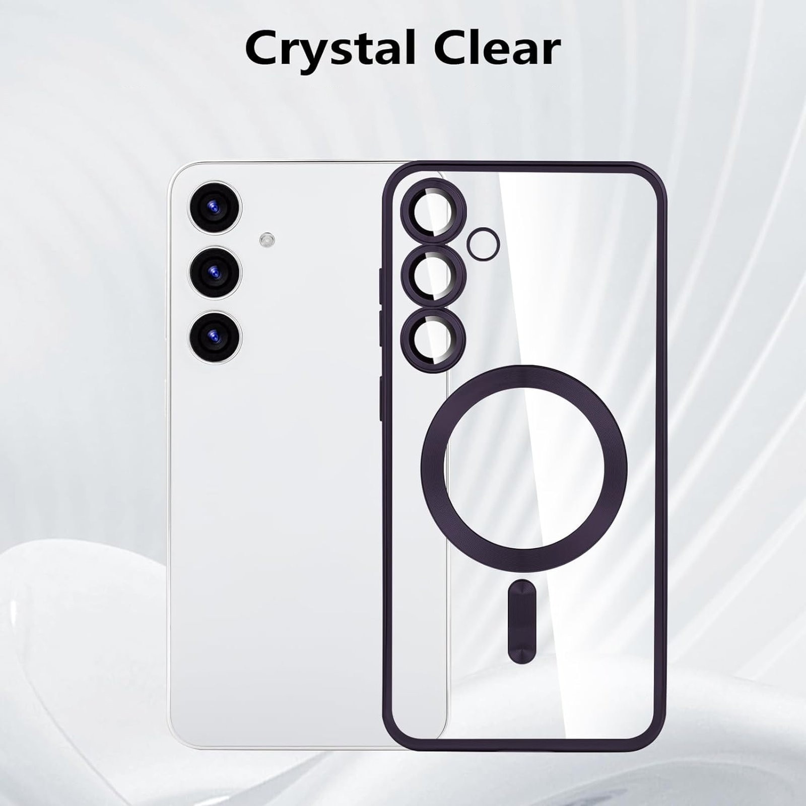 Husa Luxury Magnetica compatibila cu Samsung Galaxy A55, protectie camera, Margini colorate, Mov