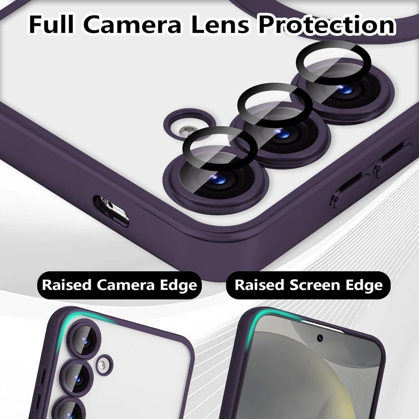 Husa Luxury Magnetica compatibila cu Samsung Galaxy A55, protectie camera, Margini colorate, Mov
