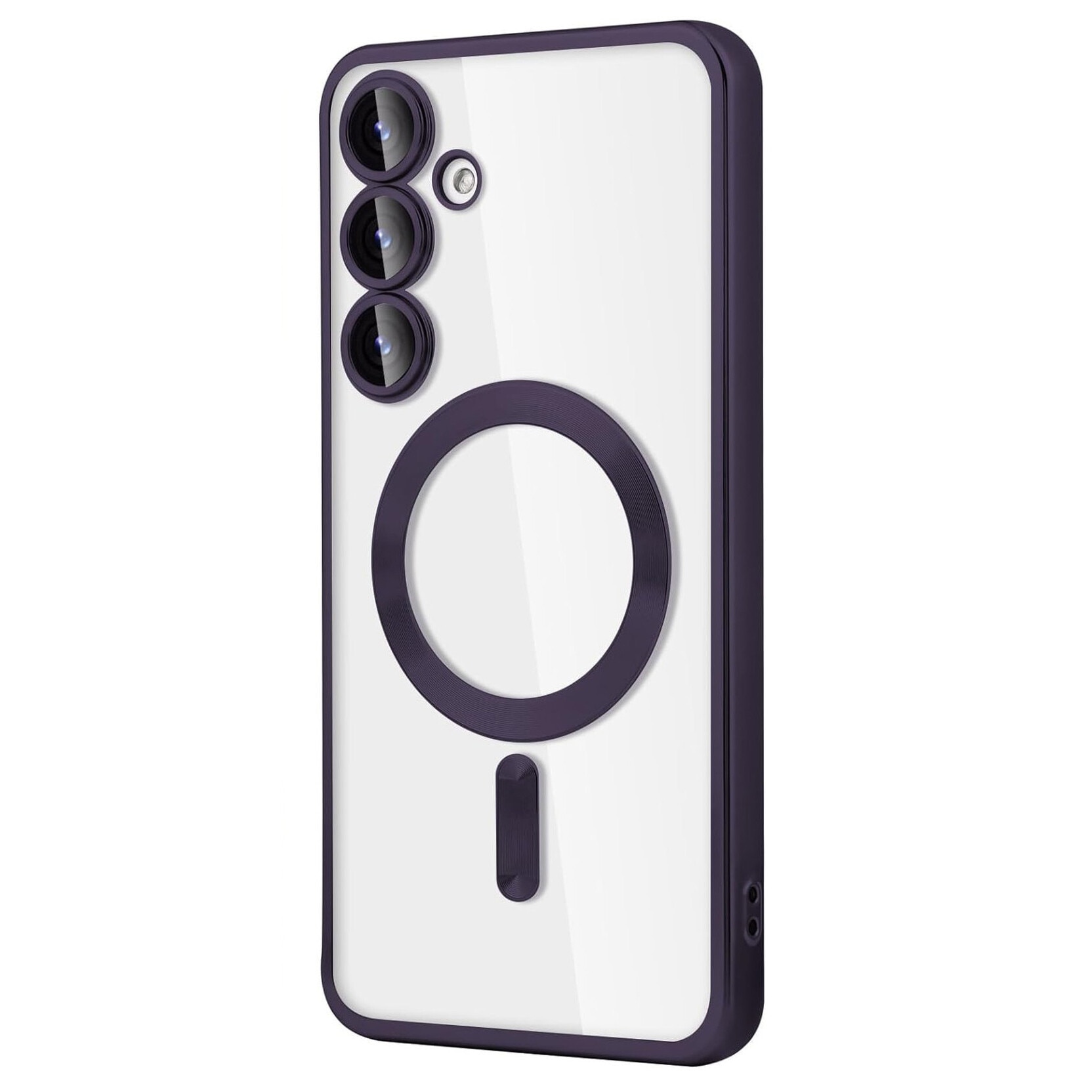 Husa Luxury Magnetica compatibila cu Samsung Galaxy A55, protectie camera, Margini colorate, Mov