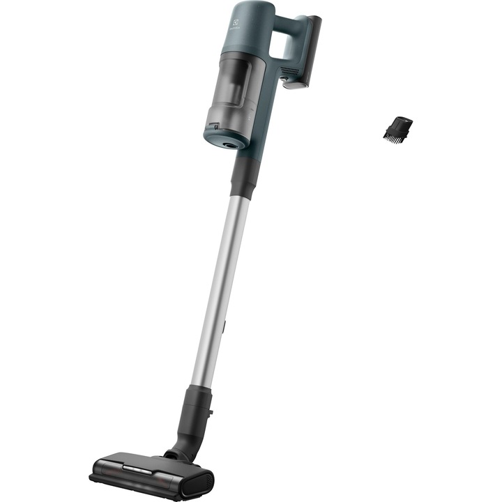 Вертикална прахосмукачка Electrolux Series 600 EP61CB21OG, 21.6V, 2500 mAh, Контейнер за прах 0.5 л, Тръба inox, PowerPro много повърхностна четка с LED, Опора за стена, Циклонна технология, 79 dB, Автономност макс. 50 минути, Ocean green