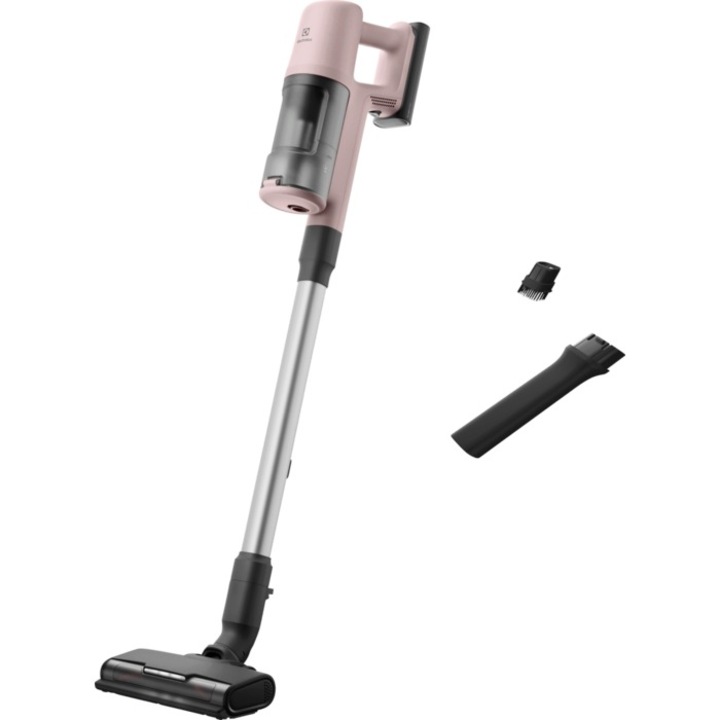 Вертикална прахосмукачка Electrolux Series 600 EP61CB21WP, 21.6V, 2500 mAh, Контейнер за прах 0.5 л, Тръба inox, PowerPro много повърхностна четка с LED, Циклонна технология, дюза за тесни пространства, 79 dB, Автономност до 50 минути, Розов