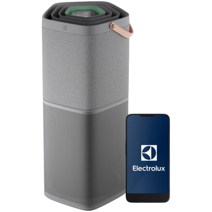 Пречиствател за въздух Electrolux EPO60771UG серия 600, CADR 700 м3/ч, Йонизация, 5 степени на пречистване с филтър HEPA 13 и активен въглен, Антивирусна и антибактериална филтрация, Сензор за влажност, Светлина, Температура, COV-total, WiFi, Сив