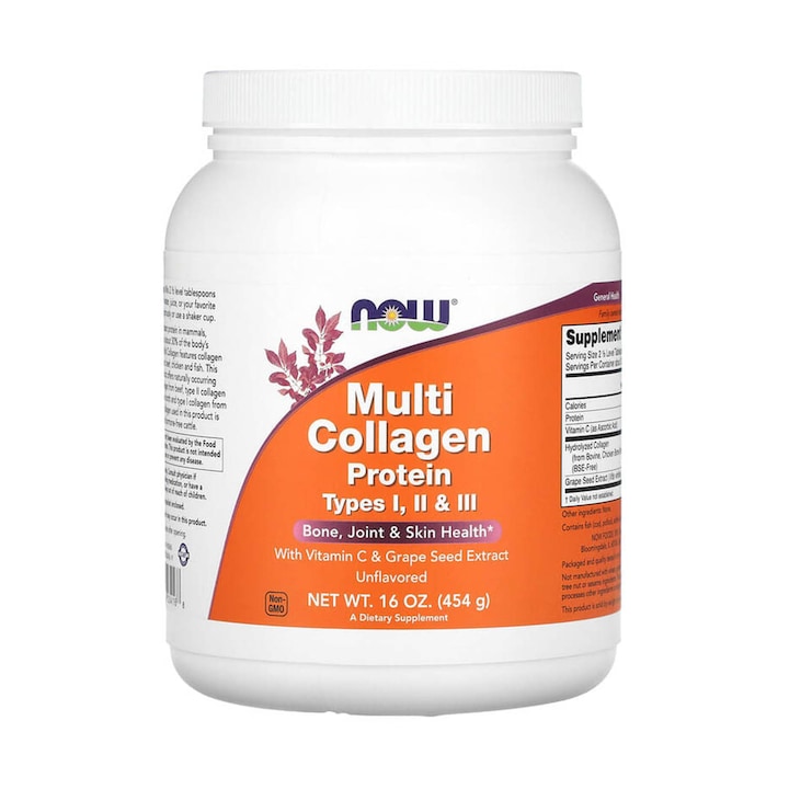 Multi Collagen, Type I, II & III (Bone, Joint & Skin Health) Now Foods, 454g