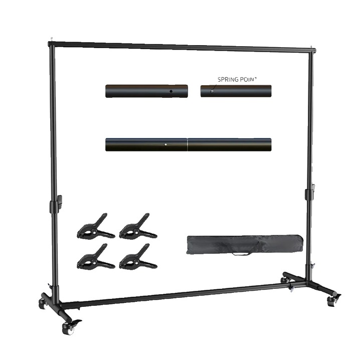 Stativ fundal, 2x2m, design stabil, mobilitate usoara, set complet cu suporturi si geanta de transport