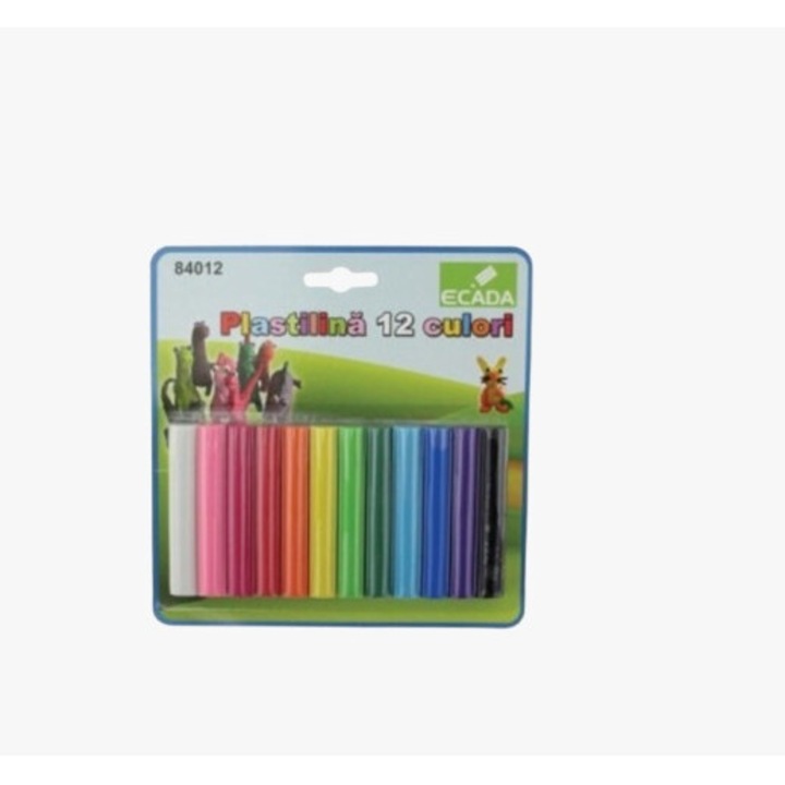 Plastilina, 12 culori, 200g, in tipla de plastic