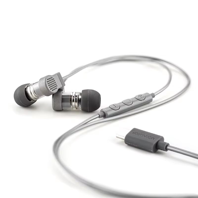 Casti MOONDROP QUARK 2, IEM Dynamic 7, 8 mm, USB-C cu microfon, DAC/AMP/DSP, Argintiu