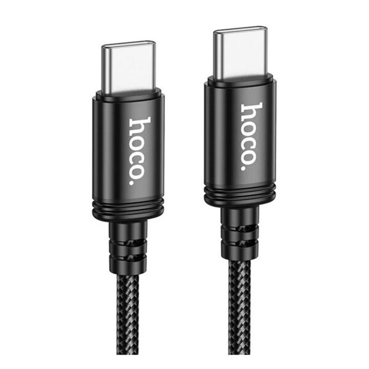 Hoco x91 adatkábel, type-c - type-c, 3a, 60w, pd gyorstöltő, 300cm, cipőfűző, fekete