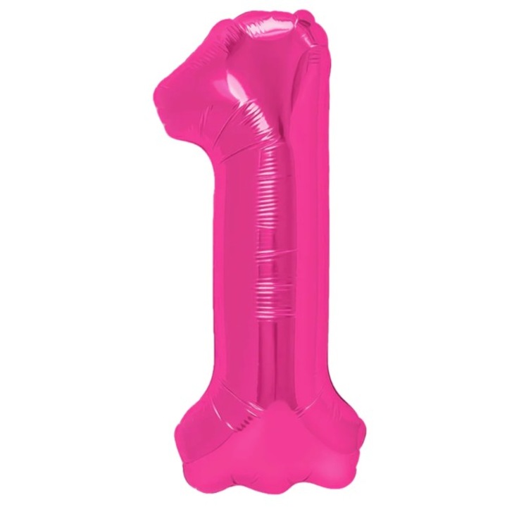 Balon din Folie Metalizata, toolsy, Figurina Cifra, Model 1, Tema Aniversare 100 cm, Ambalaj Individual, Pai Inclus, Umflare cu Aer sau Heliu, Roz