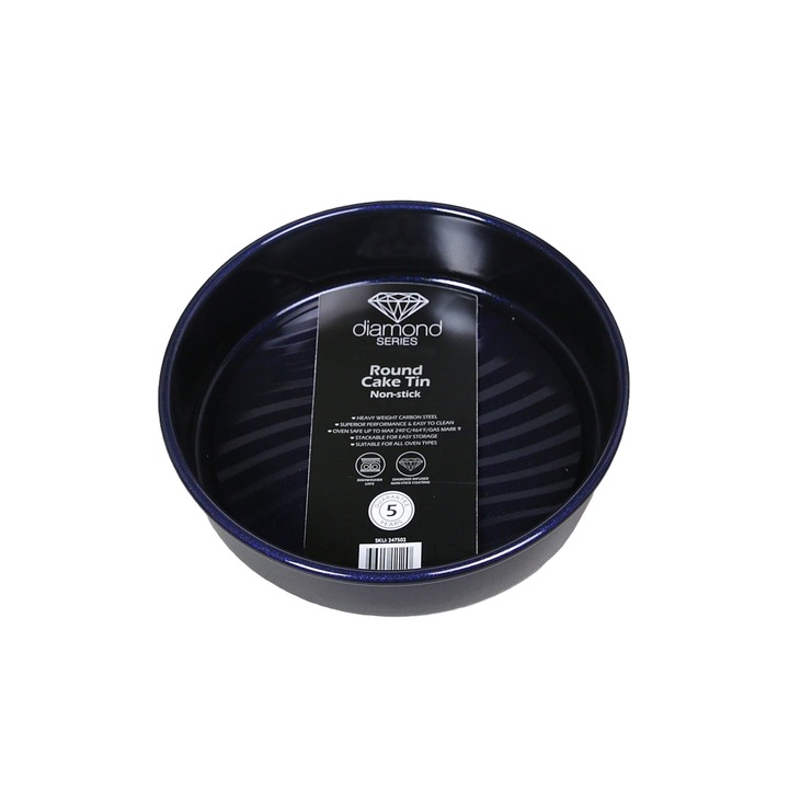 Tava copt cu fund detasabil, awwaline, rotunda, otel carbon, negru metalizat, 20 x 6.5 cm, non stick, usor de curat