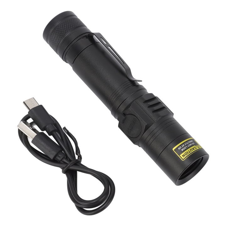 UV LED фенер, Cozevdnt, Алуминий, 365nm, 125x25x25mm, Черен