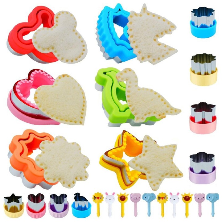 Set 20 piese forme sandwich inox, diverse forme, multicolor, 10x10cm