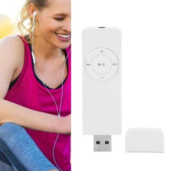 MP3 плейър Longziming, мини, поддръжка на 64GB, бял