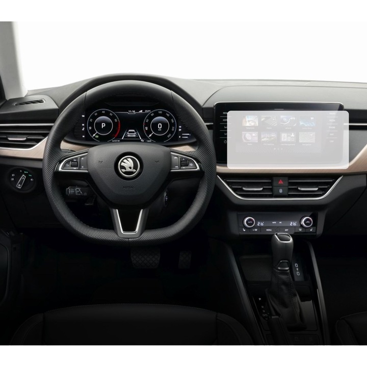 Folie Protectie Navigatie Skoda Scala 2023+, Duragon, protectie Display Navigatie, silicon Mat, Anti-zgarieturi, Anti-amprenta, Anti-reflex, Regenerabila, Flexibila, Anti-Shock, kit instalare