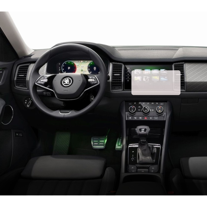 Folie Protectie Navigatie Skoda Kodiaq 2016-2021, Duragon, protectie Display Navigatie, silicon Transparent, Anti-zgarieturi, Anti-amprenta, Regenerabila, Flexibila, Anti-Shock, kit instalare