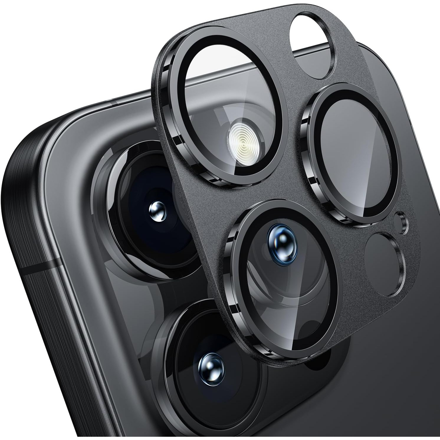 Folie de protectie tempered glass camera pentru Apple iPhone 16 / 16 Plus Techsuit black