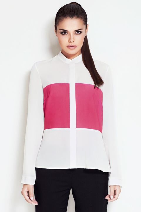 Camasa A106 pentru dama Awama, Poliester, Alb/Roz