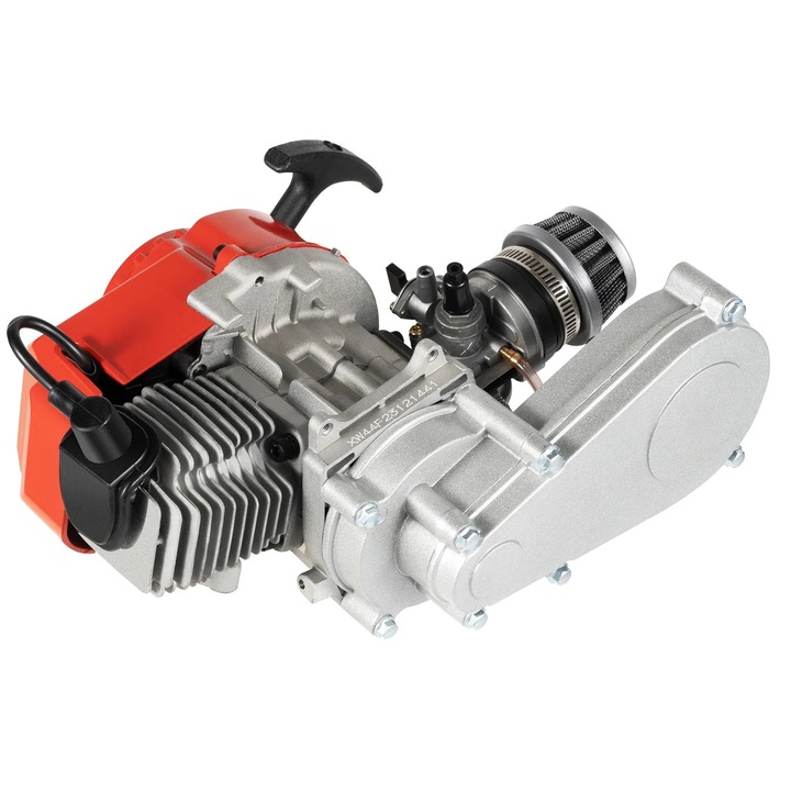 49CC 2 ütemű motor, maximális teljesítmény 1,9 kW, maximális sebesség 48 km/h, alumínium, léghűtő rendszer
