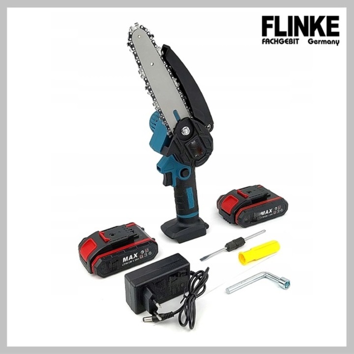 Flinke FK-4060 2 akkumulátoros láncfűrész olajzó tartállyal és dupla lánccal kofferben, 48 V, 6"hüvelyk