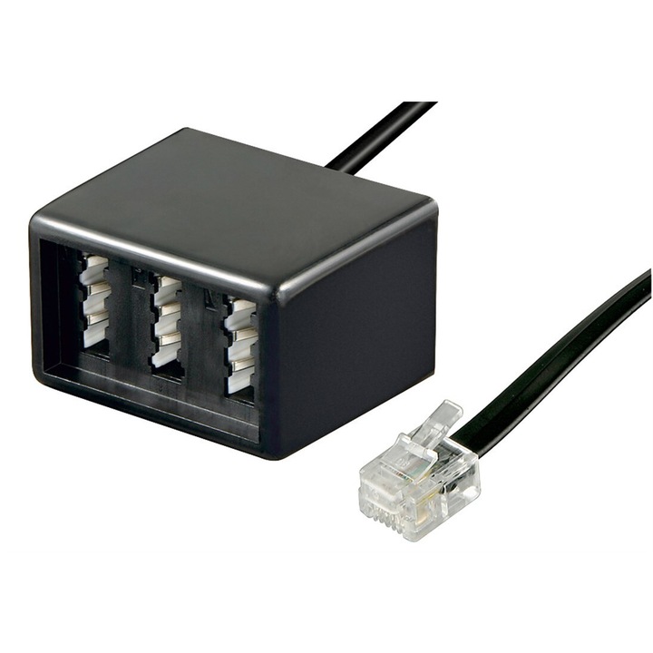 Adaptor TAE, 3 RJ11/RJ14, negru