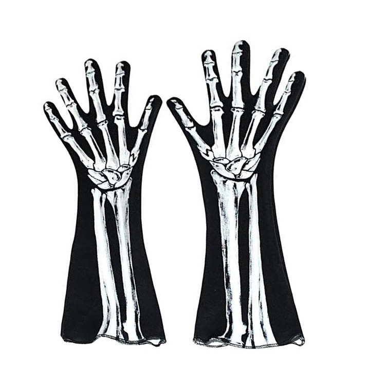 Бели ръкавици скелет, костюм за Хелоуин, аксесоари за възрастни