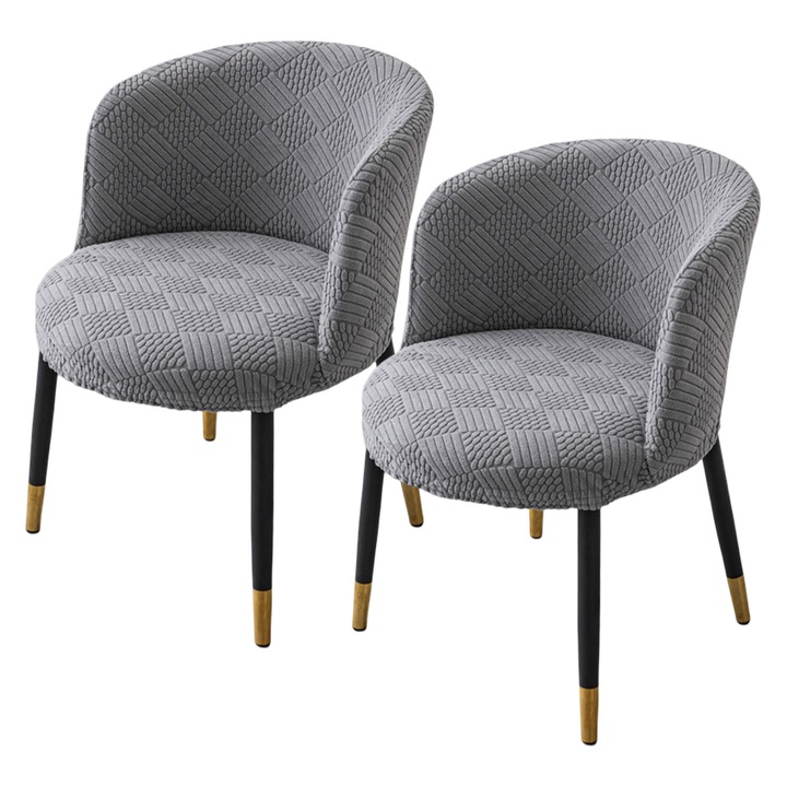Set 2 huse pentru scaun cu spatar curbat, AMRINUGL, Poliester, Gri