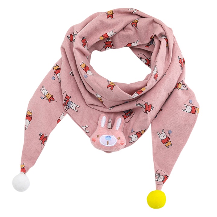 Esarfa copii, design cartoon cu fructe si animale, usoara, calduroasa, multicolora