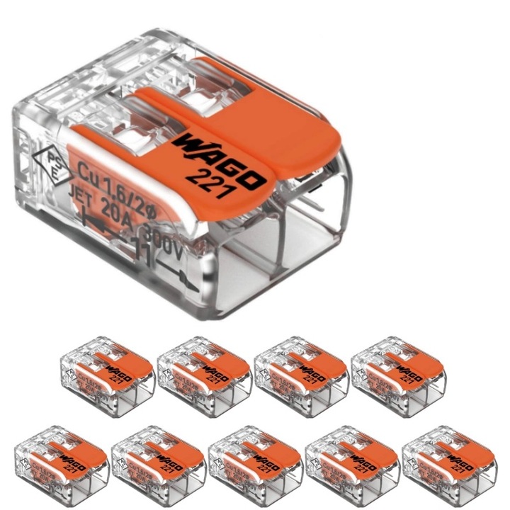 Cupla cu conectare rapida, WAGO 221-412, 2x4 mm 10 buc