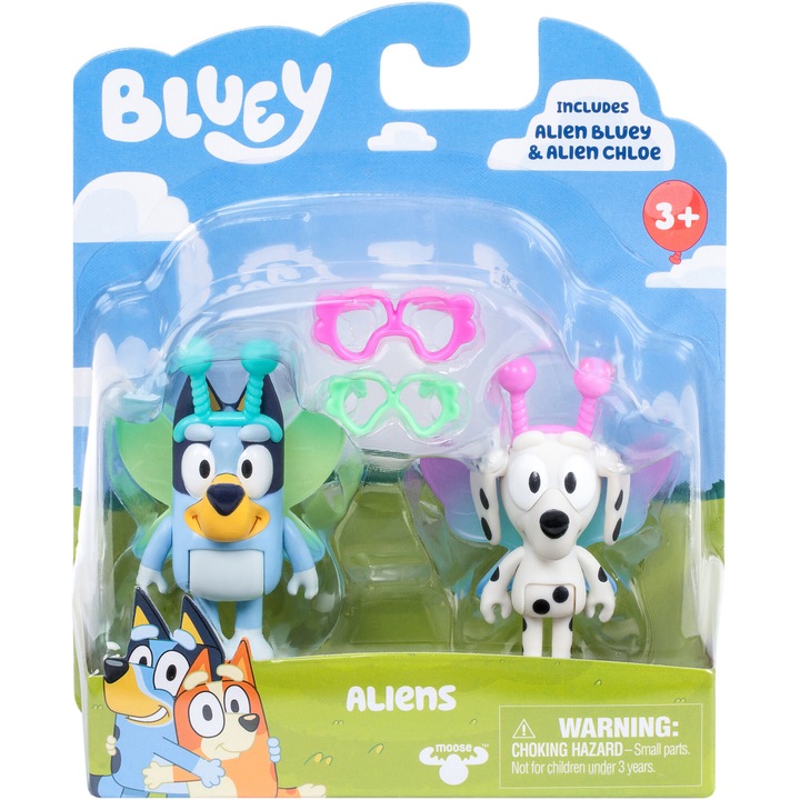 Комплект 2 фигурки Bluey - Bluey & Chloe, Aliens