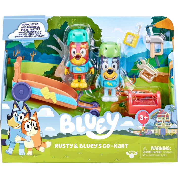 Комплект 2 фигурки Bluey - Bluey & Rusty, Go-kart