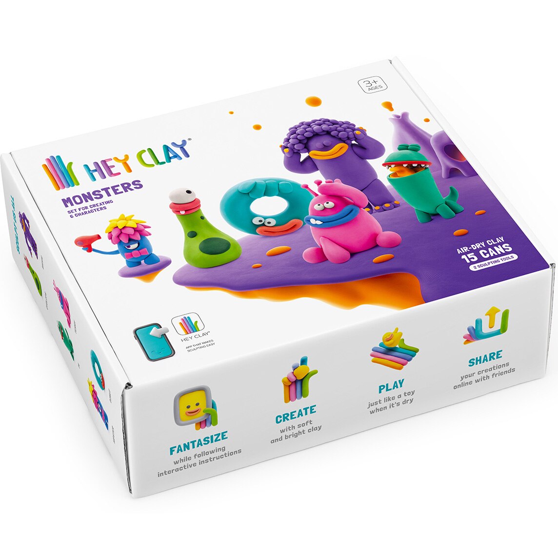 Set Hey Clay - Monsters, 15 cutii - eMAG.ro