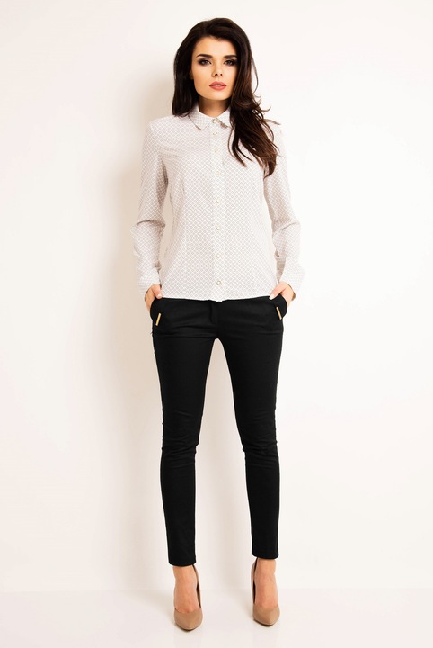 Camasa cu maneca lunga A173 pentru dama Awama, Poliester, Alb